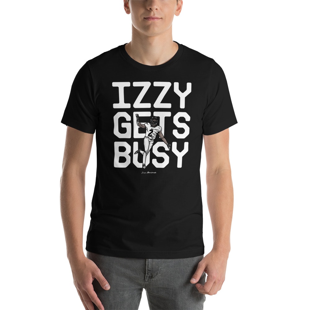 "Izzy Gets Busy" by Izzy Abanikanda, T-Shirt, Light Logo