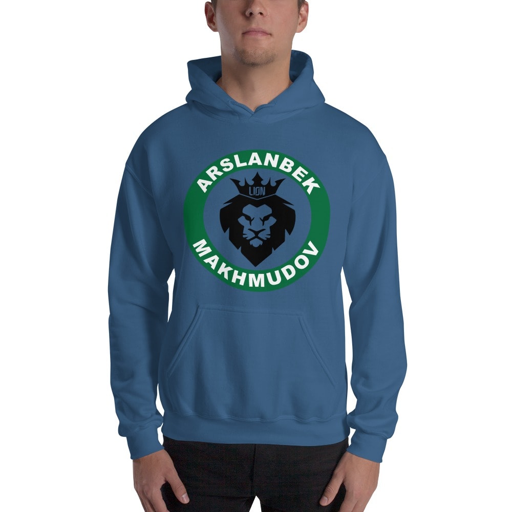 Lion's Head by Arslanbek Makhmudov Hoodie, Black and Green Logo