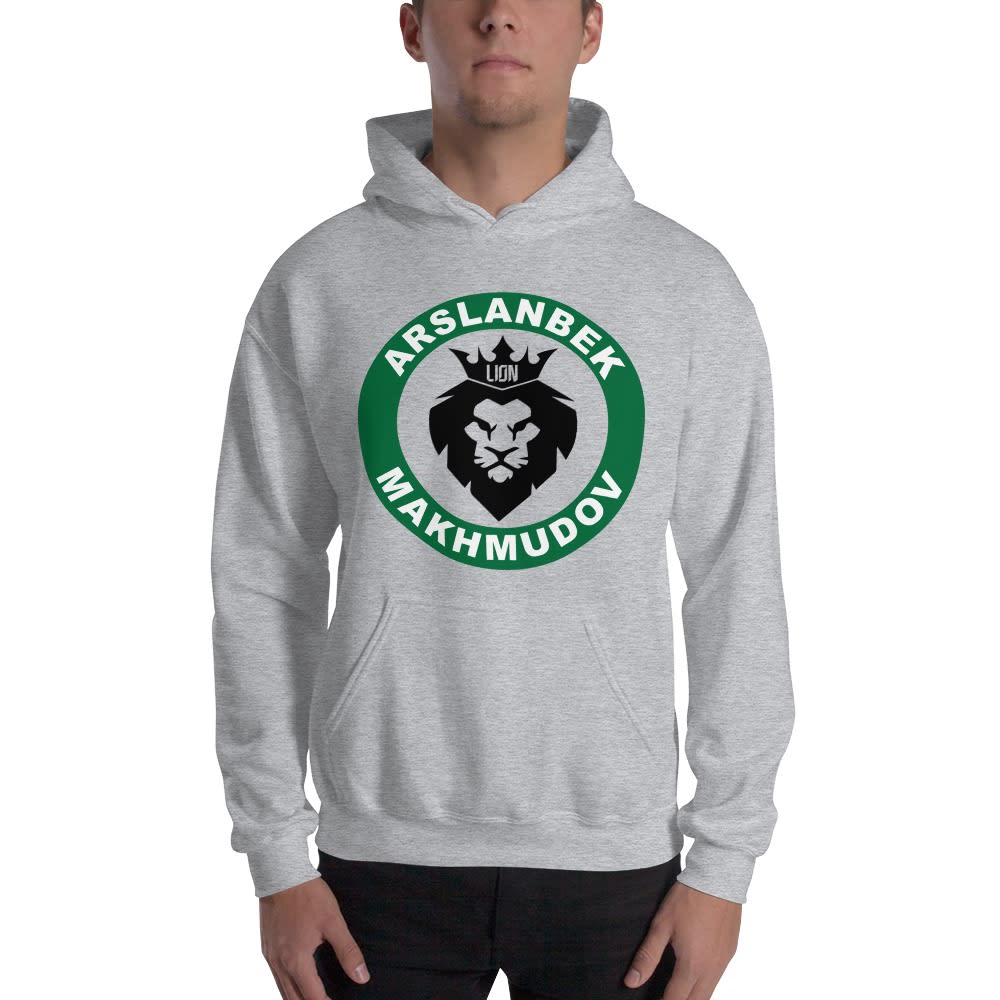 Lion's Head by Arslanbek Makhmudov Hoodie, Black and Green Logo