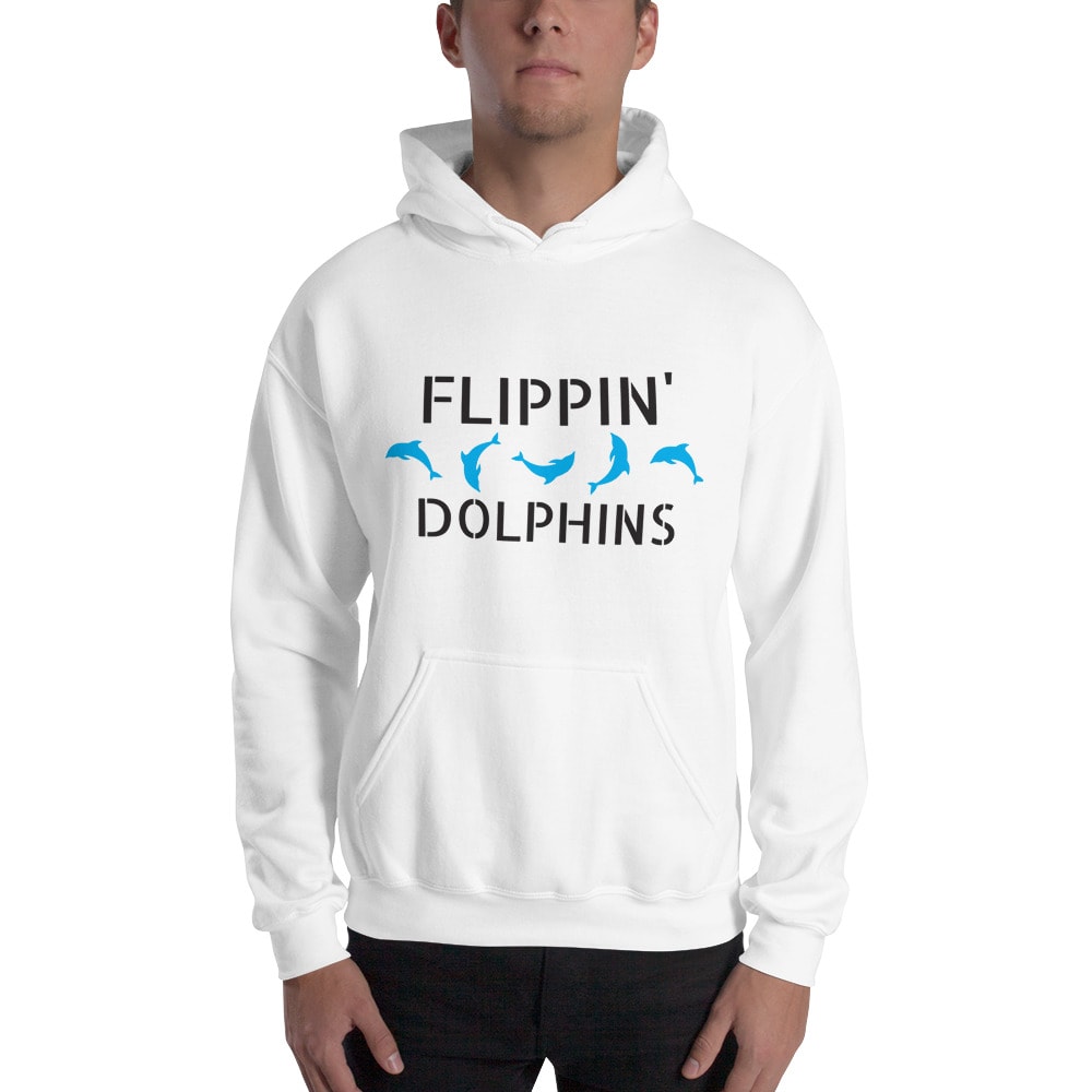 "Flipping Dolphins" by Nicolette Pawar Hoodie, Dark Logo