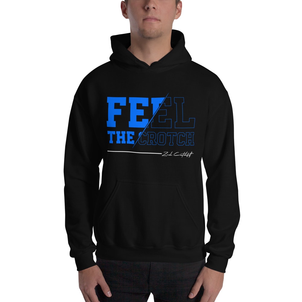 "Feel The Crotch" by Zach Crotchfelt Hoodie, White Logo