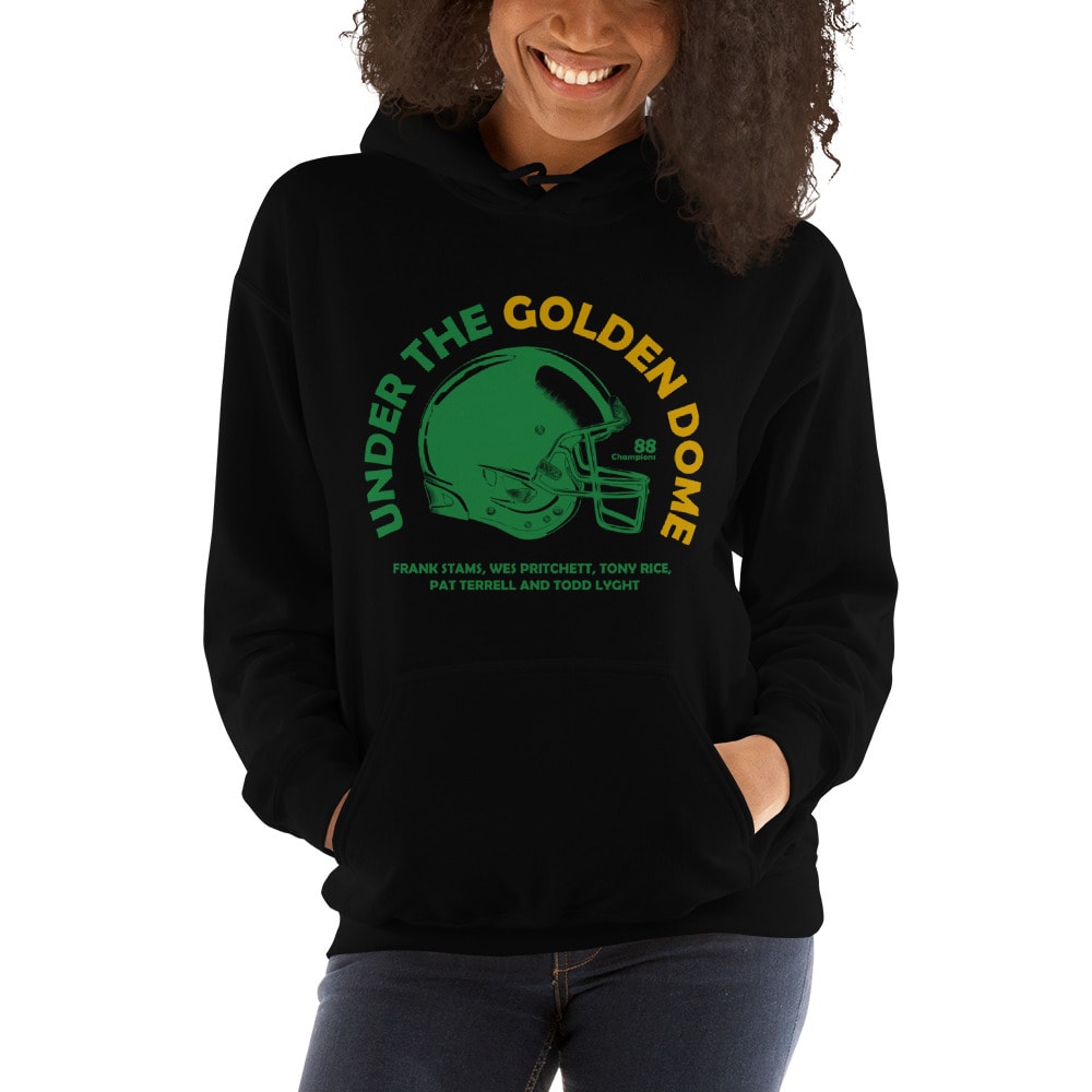 Under The Golden Dome  by Frank Stams Unisex Hoodie, Green Logo