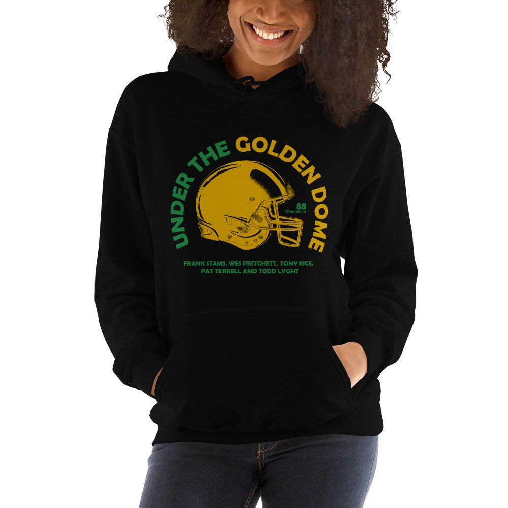 Under The Golden Dome  by Frank Stams Unisex Hoodie, Gold Logo