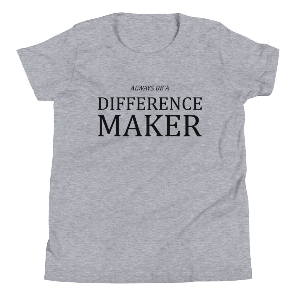  "Always be a Difference Maker" by Brad Cousino Youth T-Shirt, Black Logo