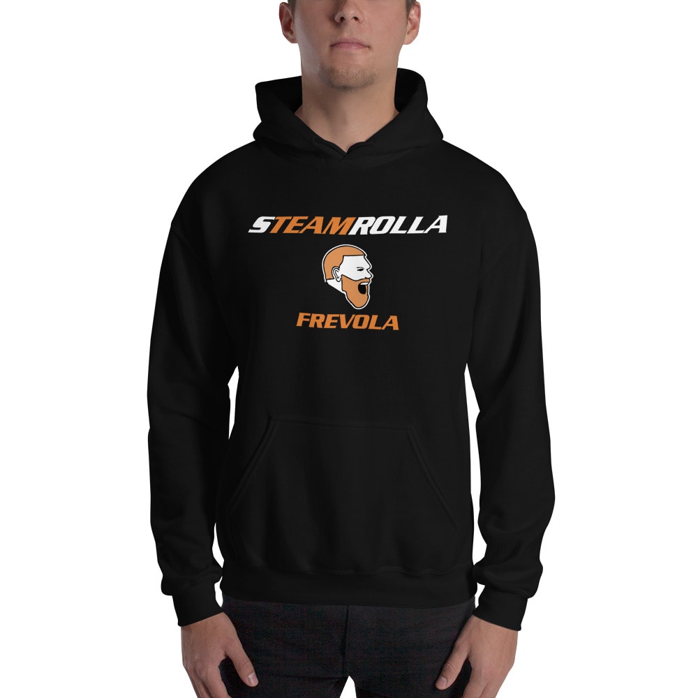Streamrolla Frevola by Matt Frevola Unisex Hoodie, Orange White Logo