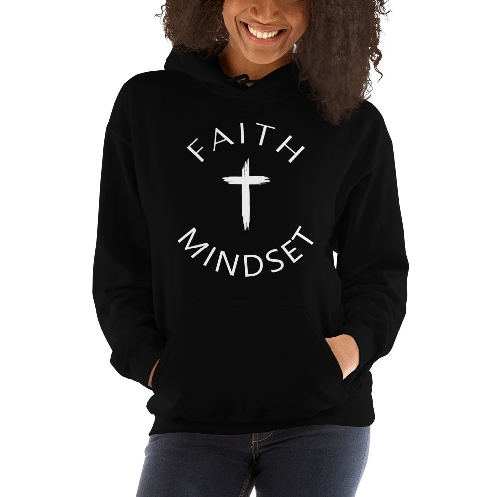 Faith Mindset by Martin Dominguez Unisex Hoodie, White Logo