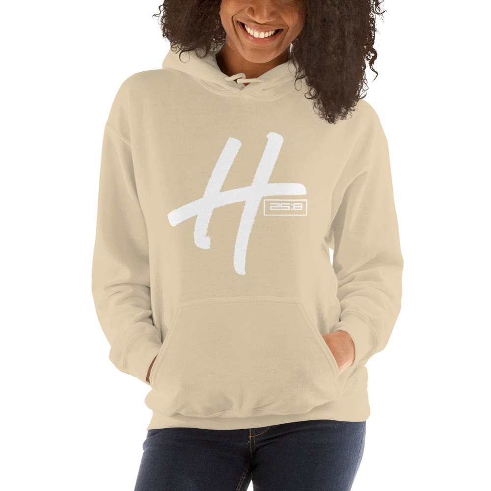  Hustle 25:8 by Craig Rucker Unisex Hoodie, White Logo