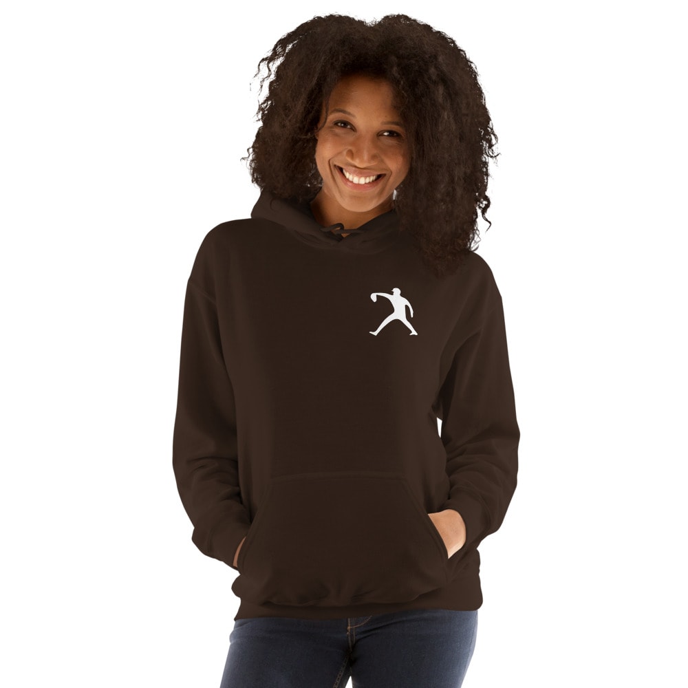 Tony Carreon Women's Hoodie, White Pitching Logo