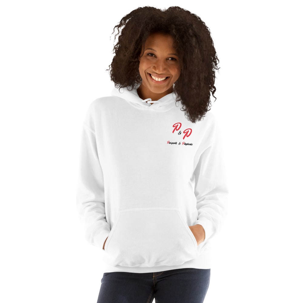 Passports and Playbooks Unisex Hoodie, Red&Black Logo