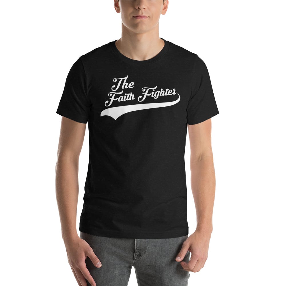 The Faith Fighter V#2 by Jason Ingwaldson Men's T- Shirt, White logo