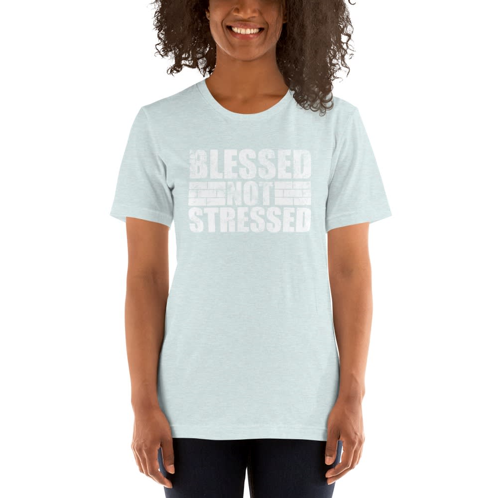 Blessed Not Stressed by Aaron Olivares, Women's T-Shirt, White Logo
