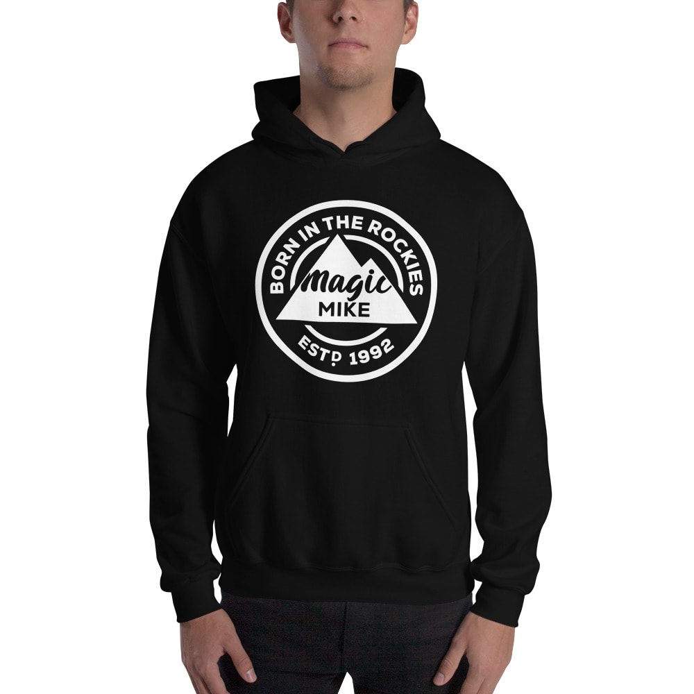 Born in the Rockies by Mike Hamel Hoodie, White logo
