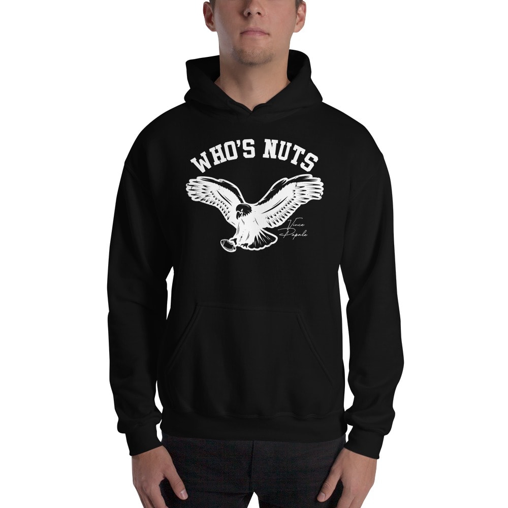 Who's Nuts by Vince Papale Hoodie, White Logo