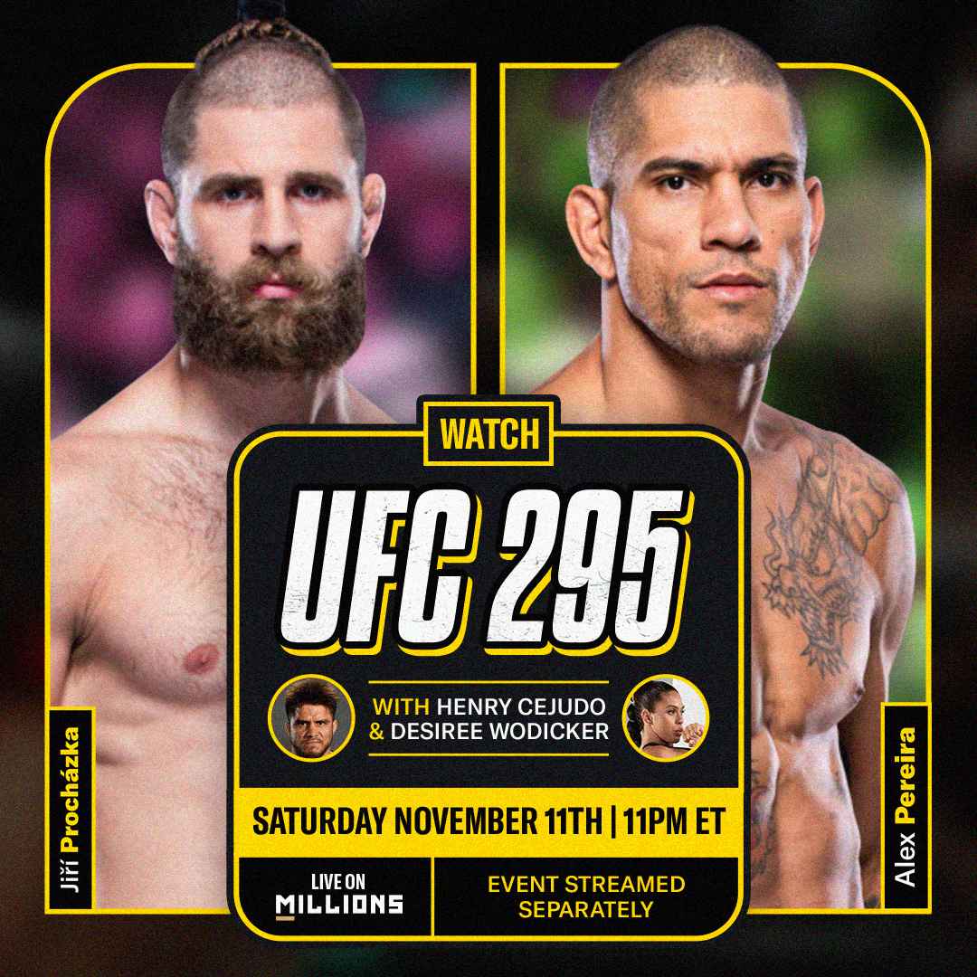 Henry Cejudo. UFC WatchParty. Fight streamed separately. November 11th, 2023, Only on MILLIONS.co
