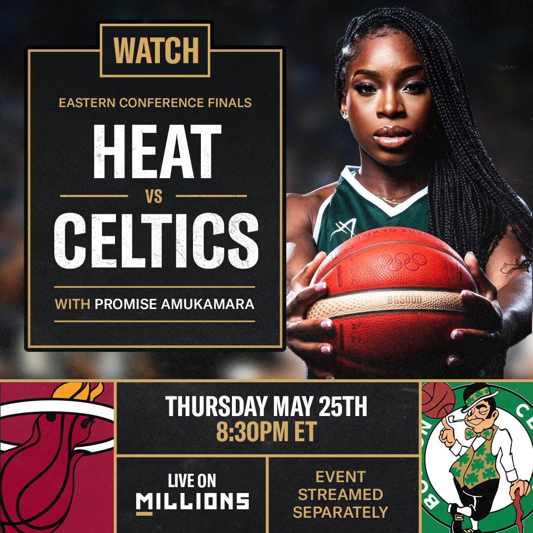 Promise Amukamara. NBA WatchParty. NBA: Heat vs Celtics. May 25th, 2023, Only on MILLIONS.co