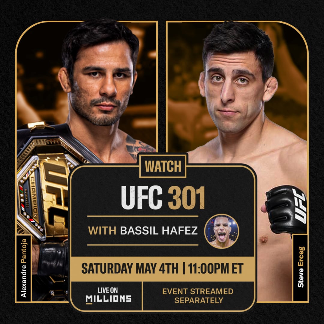 Bassil Hafez. UFC WatchParty. Fight streamed separately. May 4th, 2024, Only on MILLIONS.co