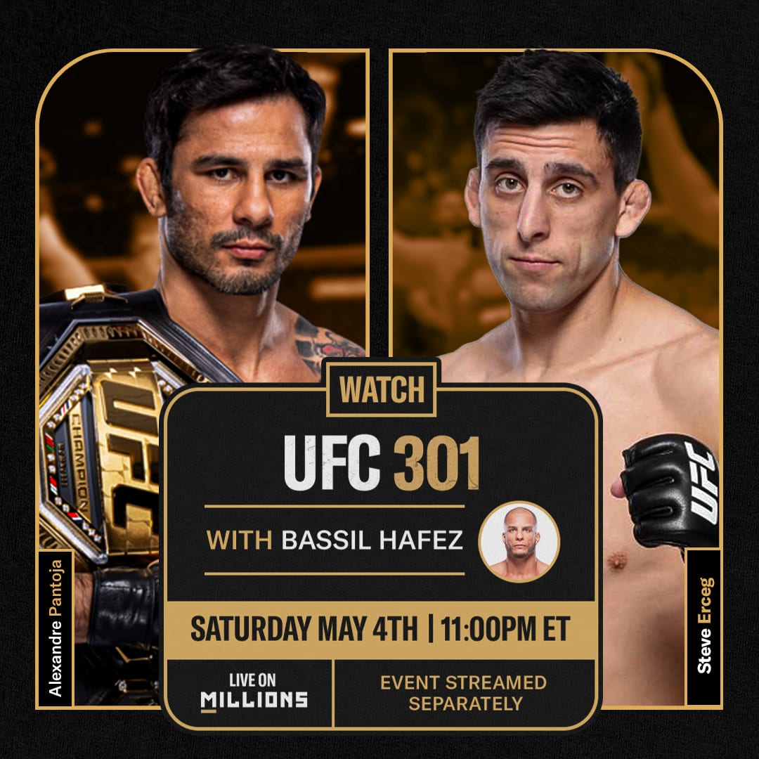 Bassil Hafez. UFC WatchParty. Fight streamed separately. May 4th, 2024, Only on MILLIONS.co