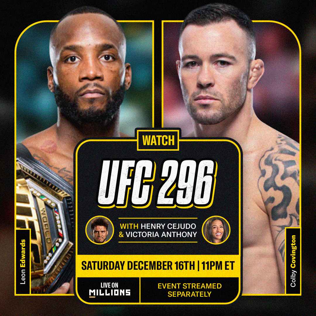 Henry Cejudo. UFC WatchParty. Event streamed separately. December 16th, 2023, Only on MILLIONS.co