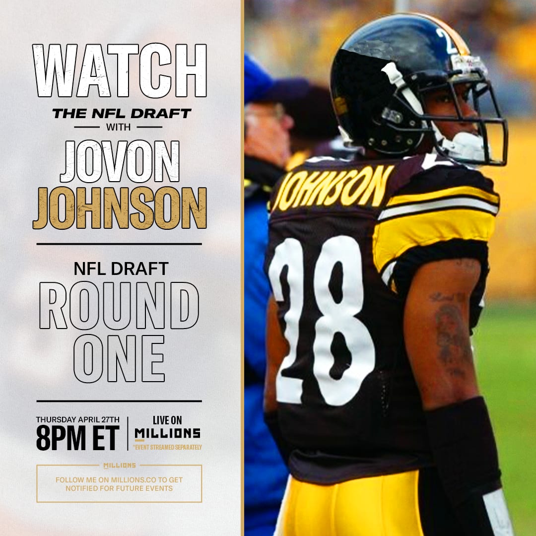 Jovon Johnson: Free WatchParty. 2023 NFL Draft. April 27, 2023, Only on MILLIONS.co