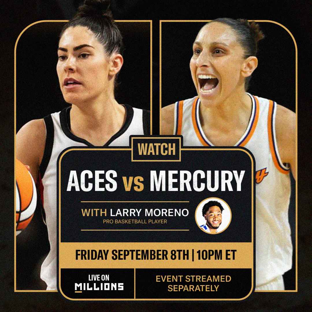 Larry Moreno. WNBA WatchParty. Game streamed separately. September 8th, 2023, Only on MILLIONS.co
