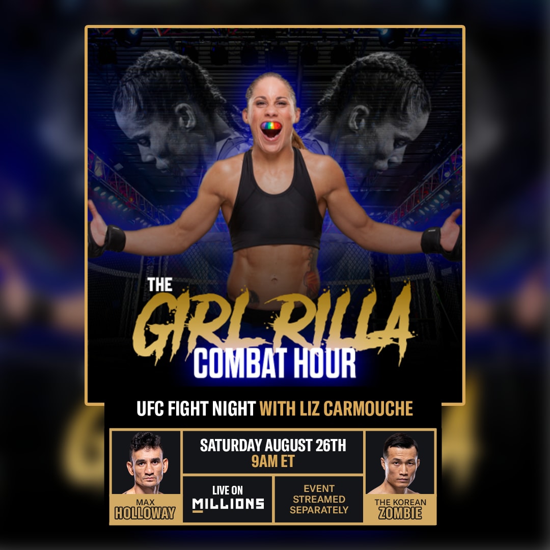 Liz Carmouche. UFC WatchParty. Fight streamed separately. August 26th, 2023, Only on MILLIONS.co