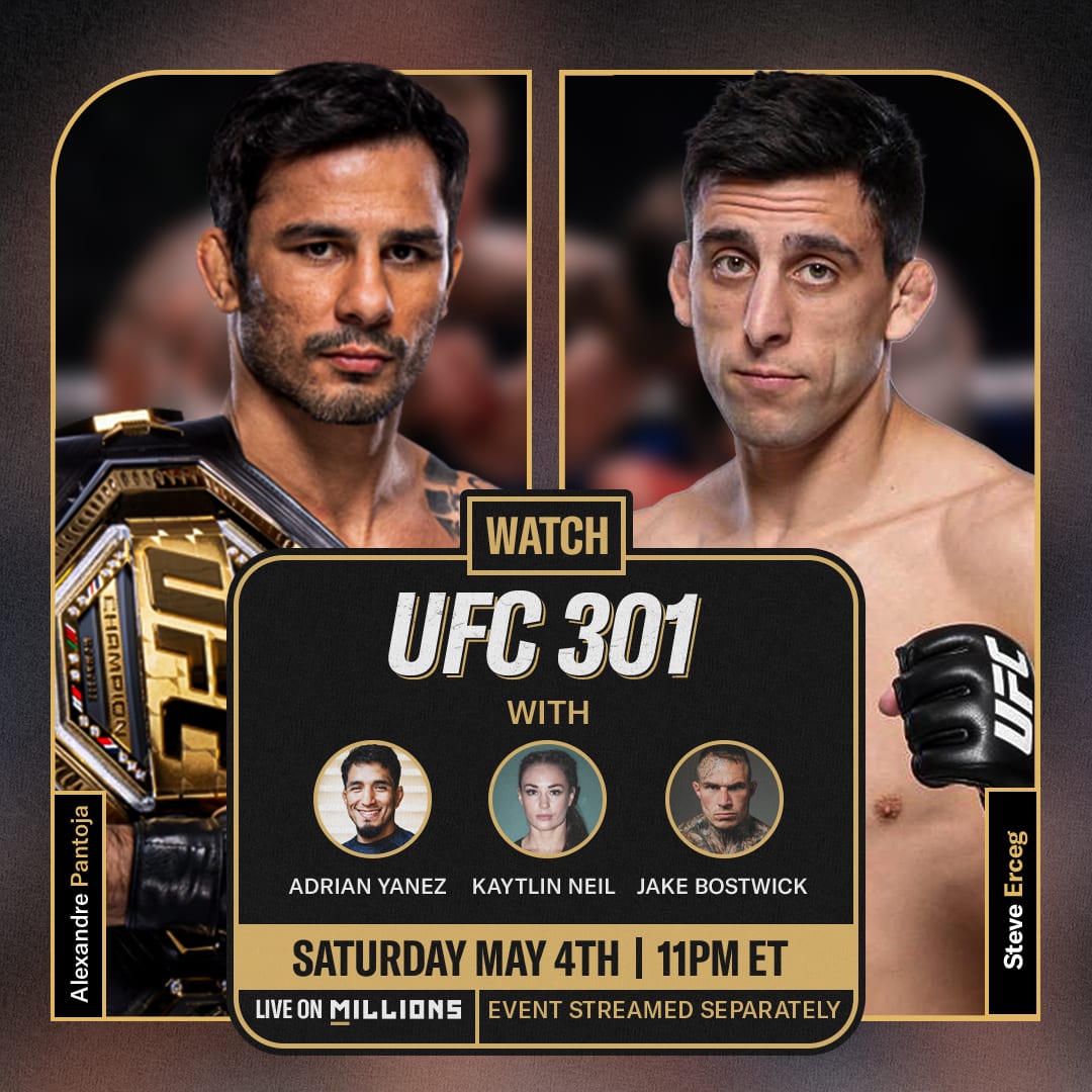 Adrian Yanez, Kaytlin Neil and Jake Bostwick. UFC WatchParty. Fight streamed separately. May 4th, 2024, Only on MILLIONS.co