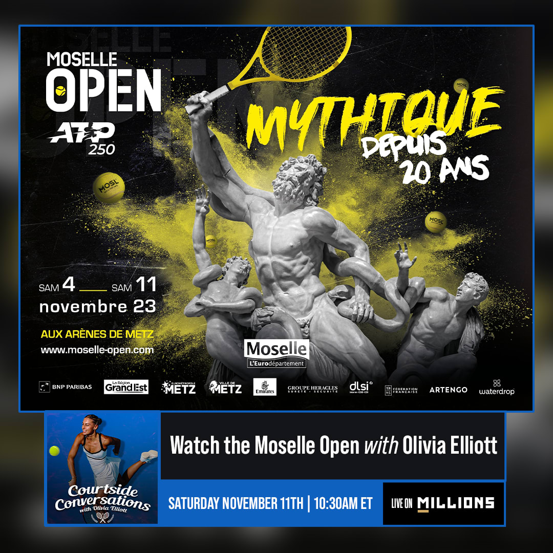 Olivia Elliott. Tenis WatchParty. Game streamed separately. November 11th, 2023, Only on MILLIONS.co