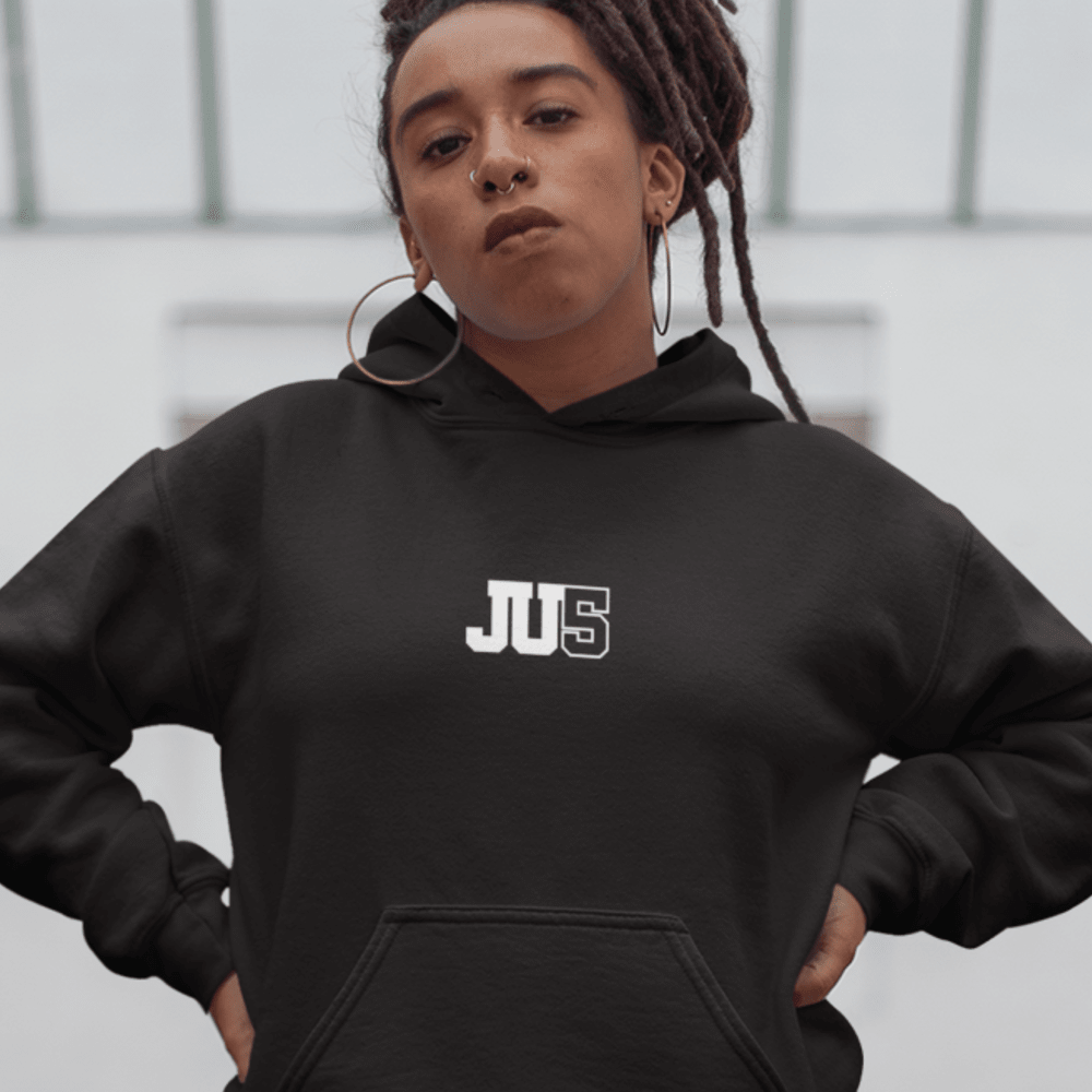 "Ju5" by Julia Sinnett Women's Hoodie, White Logo