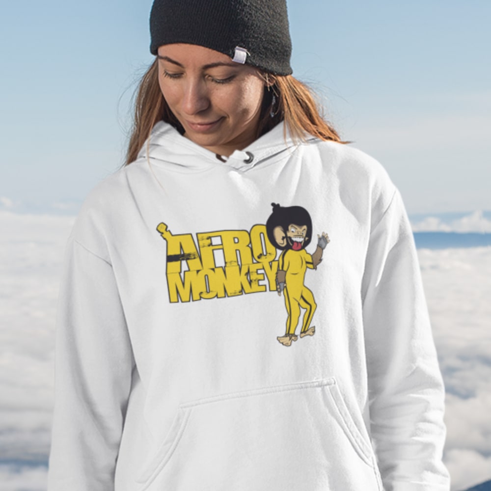 AfroMonkey by Andre Ewell, Women's Hoodie, Yellow Graphic Logo