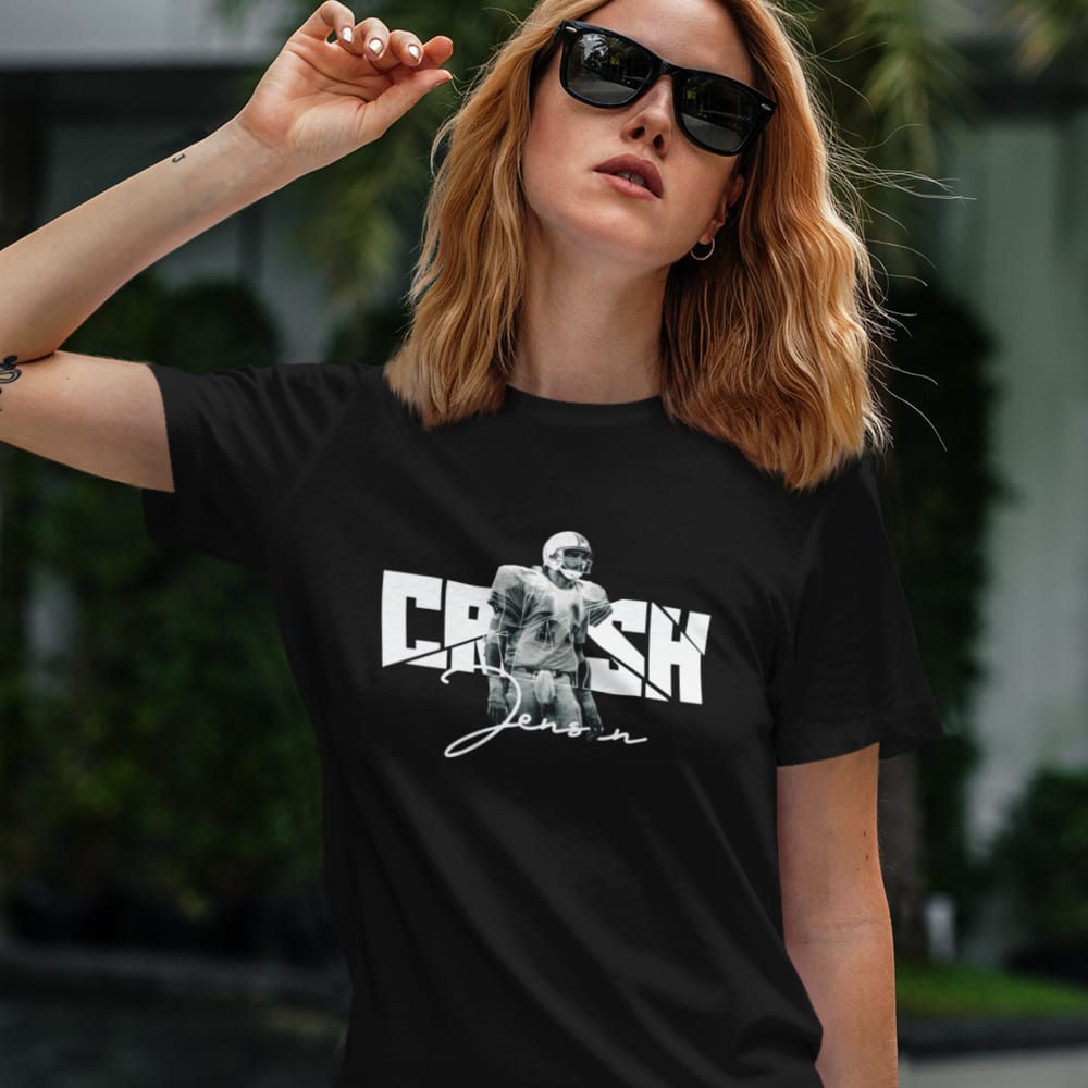 Jim Jensen CRASH Women's T-Shirt, White Logo