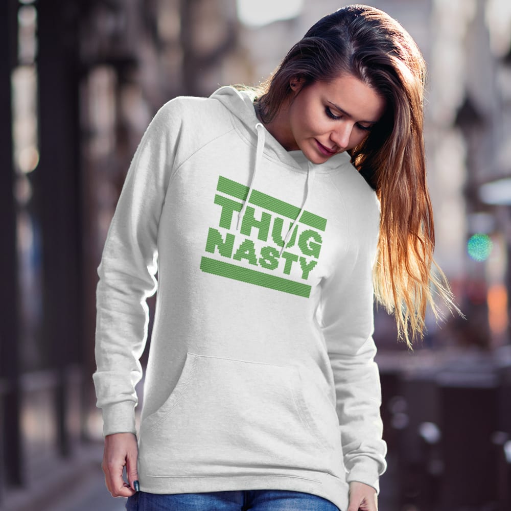 Thug Nasty by Bryce Mitchell, Christmas Edition Women’s Hoodie, Green Logo