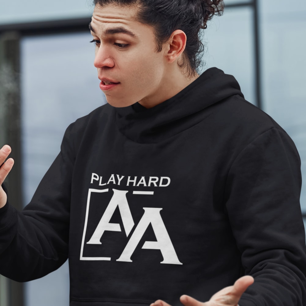 Play Hard by Alfred Anderson Hoodie, White Logo