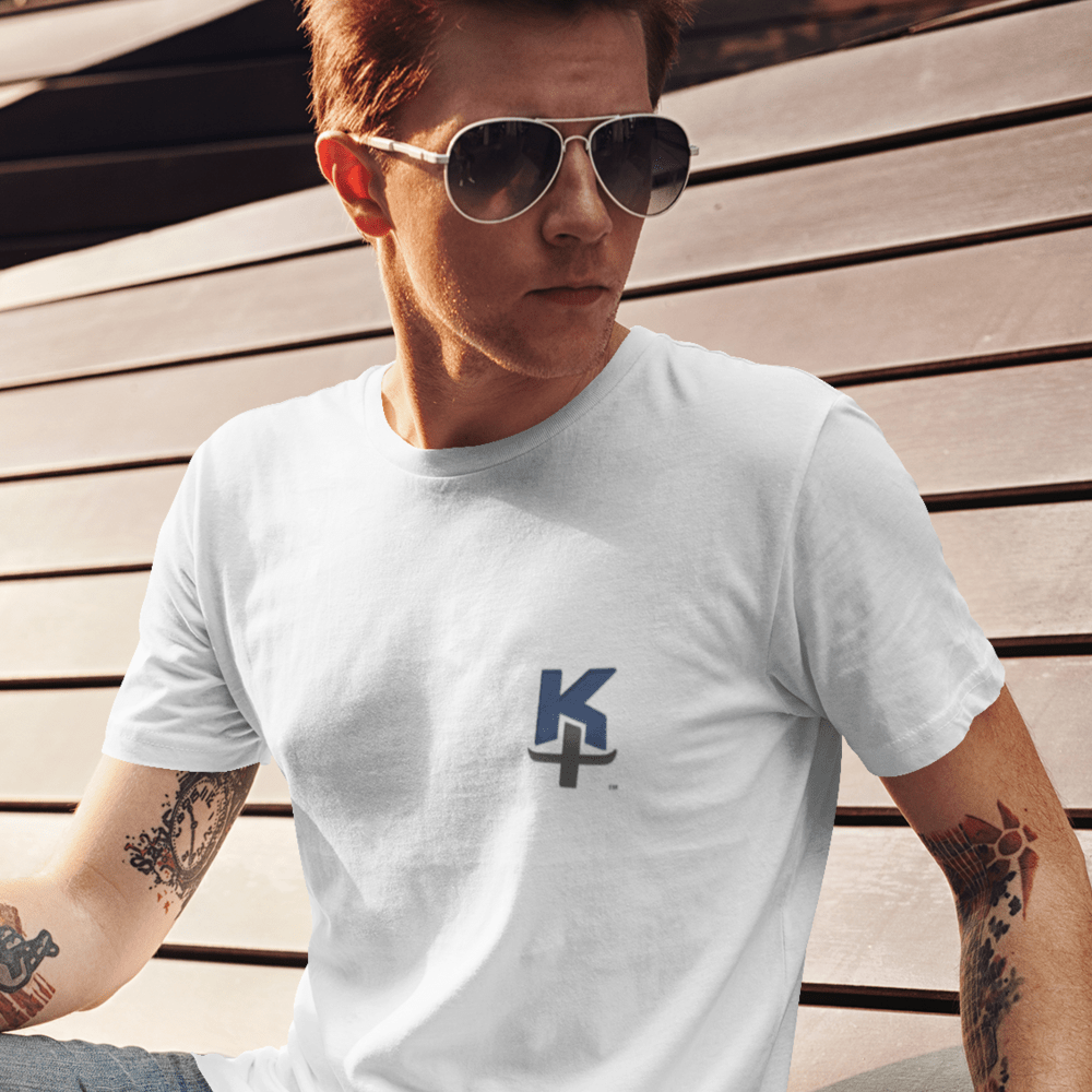  KT by Kenny Thomas Men's T-Shirt, Blue and Black Logo