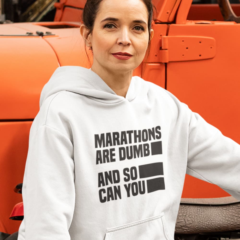 MARATHONS are DUMB and so can YOU by Tyler Andrews Women's Hoodie, Black Logo