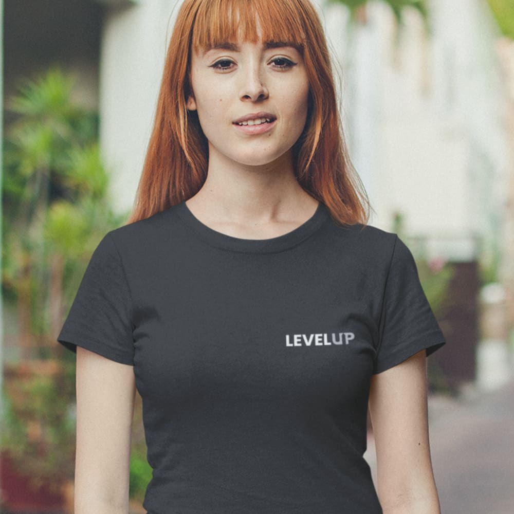 "LevelUp II" by Cooper Donlin Women's T-Shirt, Black Logo