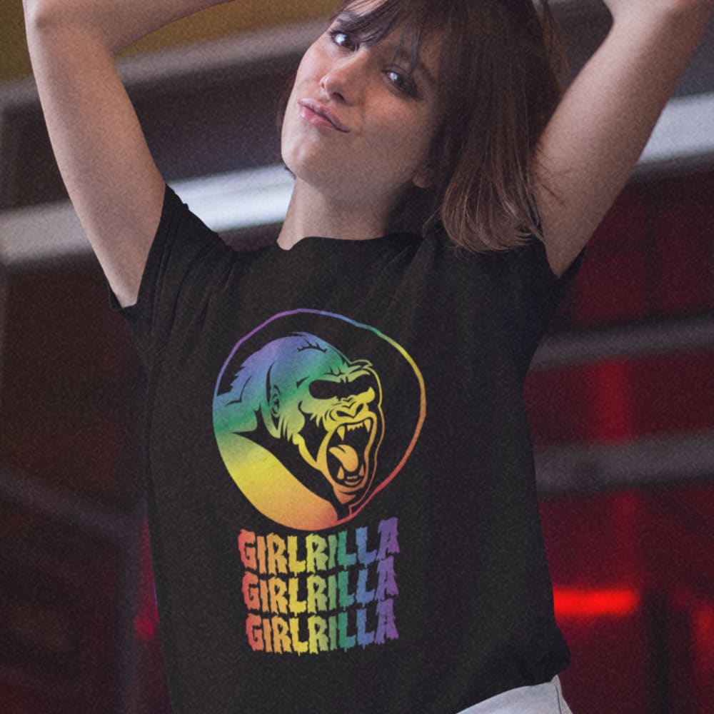 Girl-Rilla by Liz Carmouche, Women's T-Shirt, Rainbow Logo