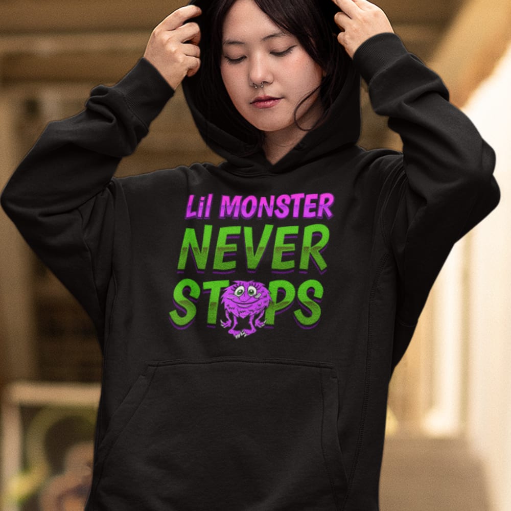 Lil Monster Never Stops by Vanessa Demopoulos, Women's Hoodie