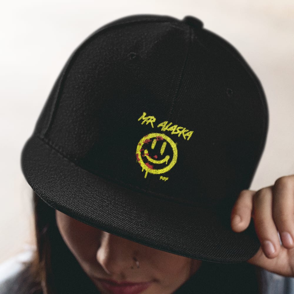 MR ALASKA smiley by Ben Bennett Hat, Yellow Logo