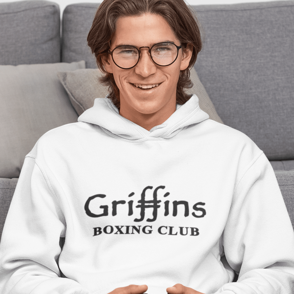 Griffins Boxing Club Text Men’s Hoodie, Black Logo