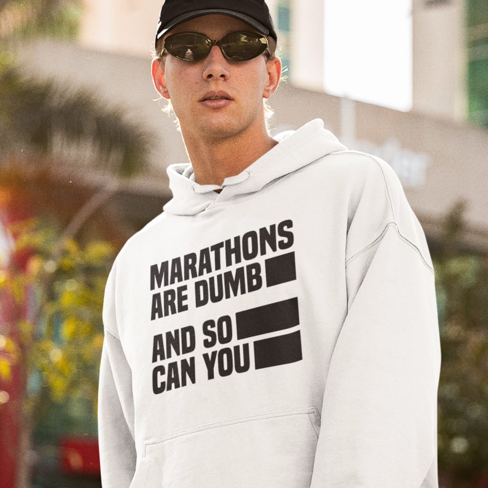 MARATHONS are DUMB and so can YOU by Tyler Andrews Men's Hoodie, Black Logo