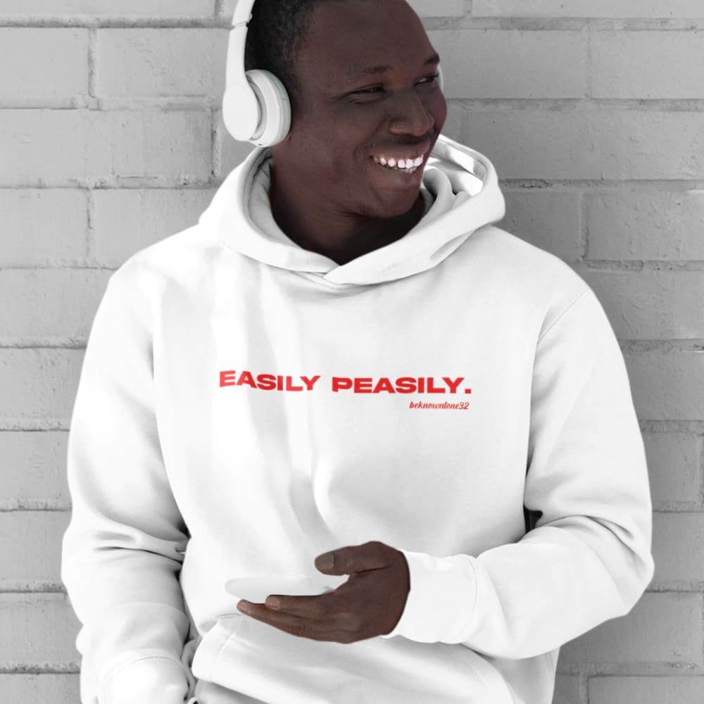 "Easily Peasily" Beknowntone by Anthony Mathis Unisex Hoodie, Red Logo