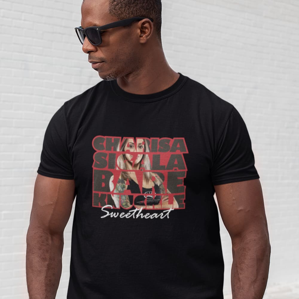 Charisa "Bare Knuckle Sweetheart" Sigala Men's T-Shirt, White Logo