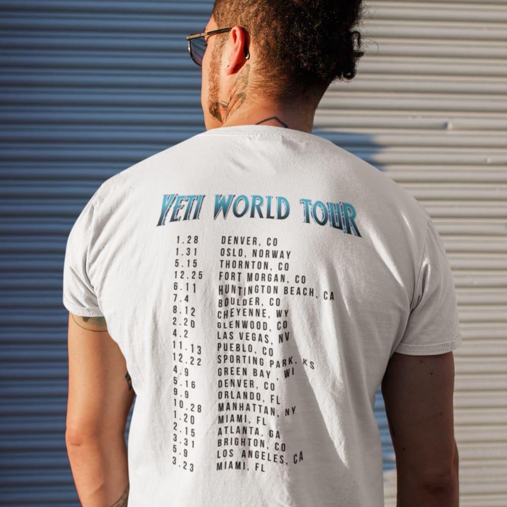 LIMITED EDITION Yeti World Tour by Joshua Bredl  Men's T-Shirt, Black Logo