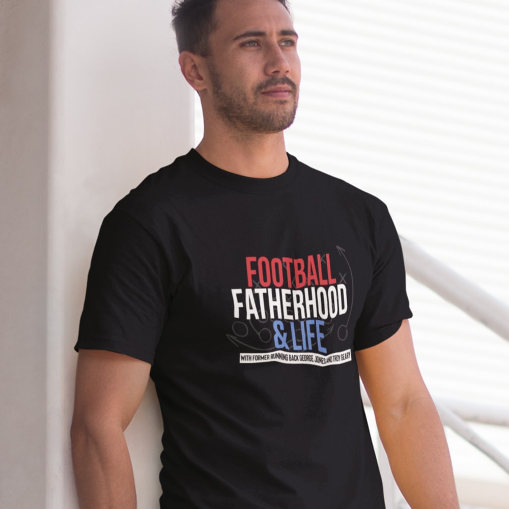 Football Fatherhood & Life by George Jones T-Shirt, Light Logo