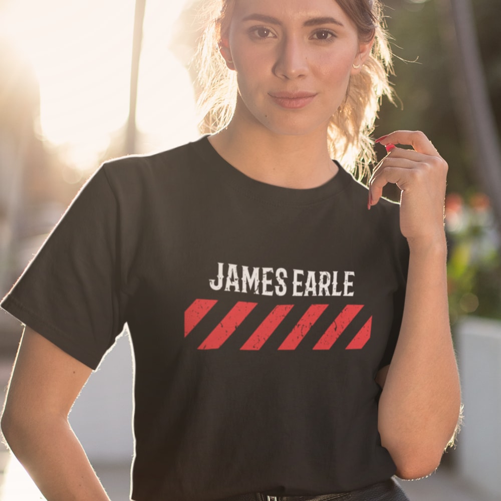 James Earle Women's T-Shirt, White Logo 