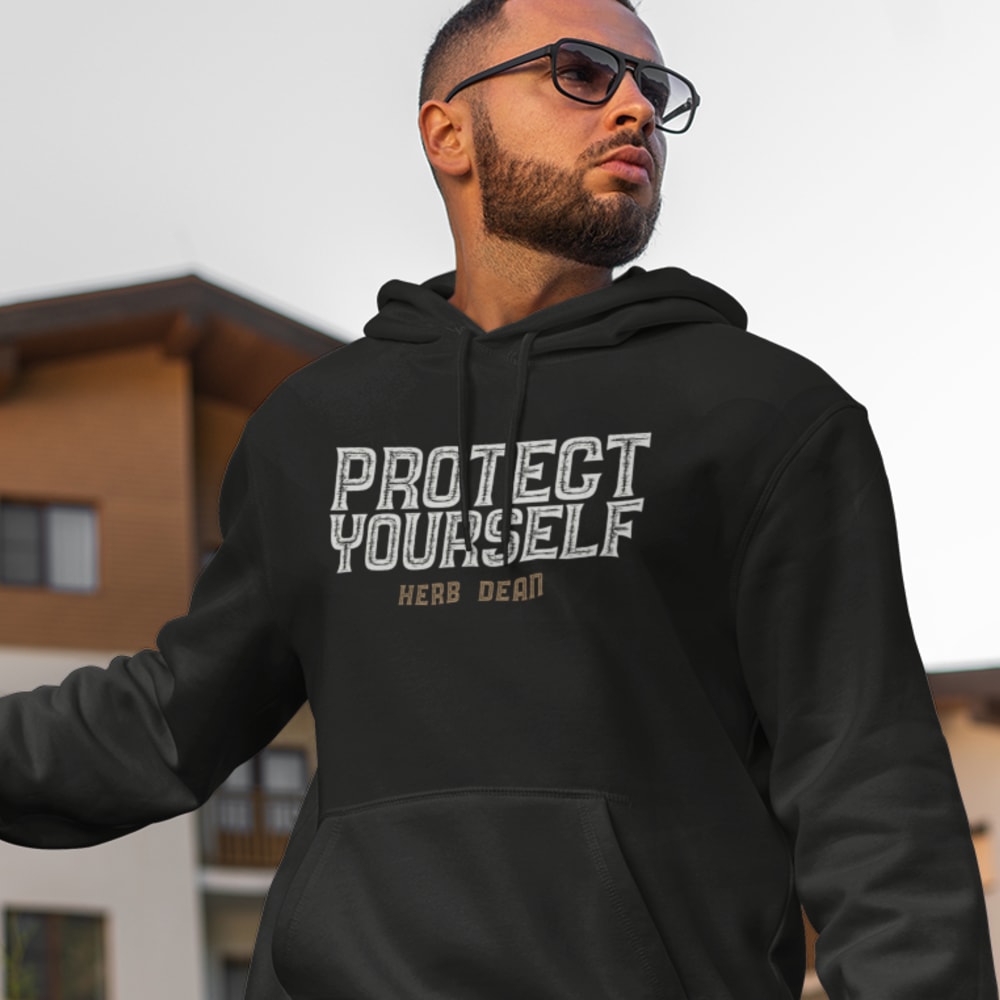 Male Protect Yourself by Herb Dean, Men's Hoodie, Light Logo MILLIONS
