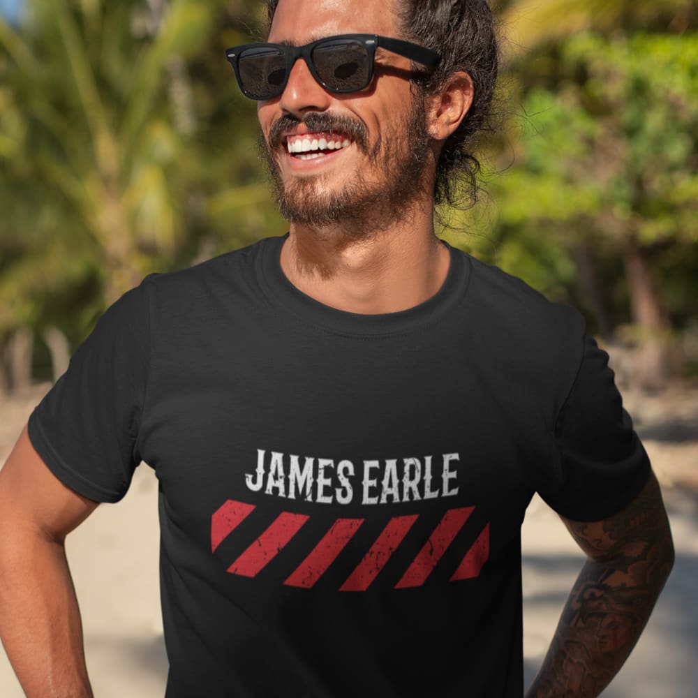 James Earle Men's T-Shirt, White Logo