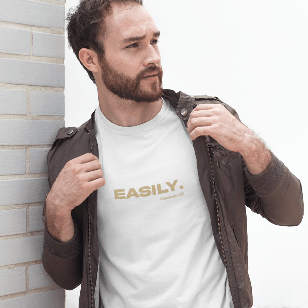 "Easily" Beknowntone by Anthony Mathis Unisex T-Shirt, Cream Logo
