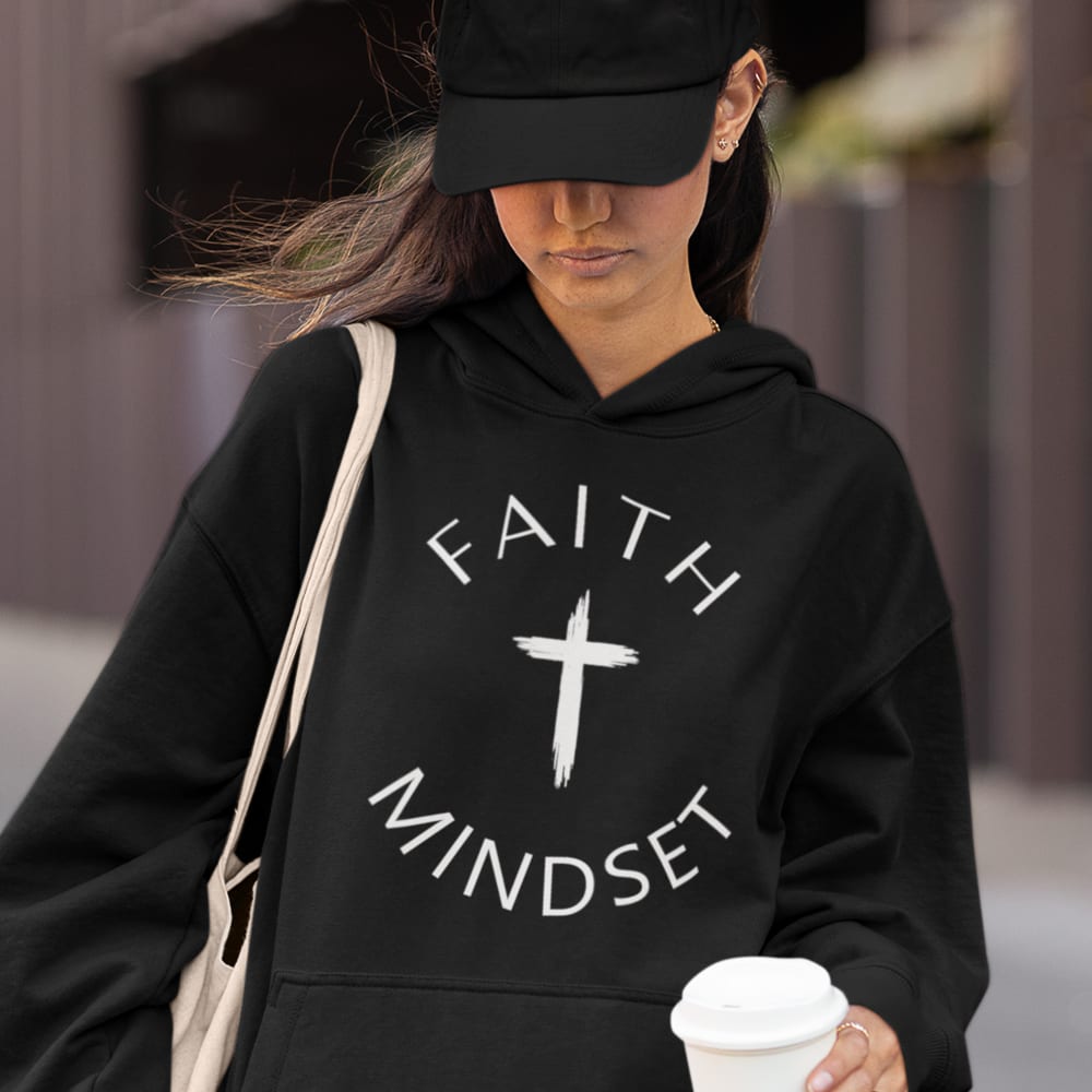 Faith Mindset by Martin Dominguez Unisex Hoodie, White Logo