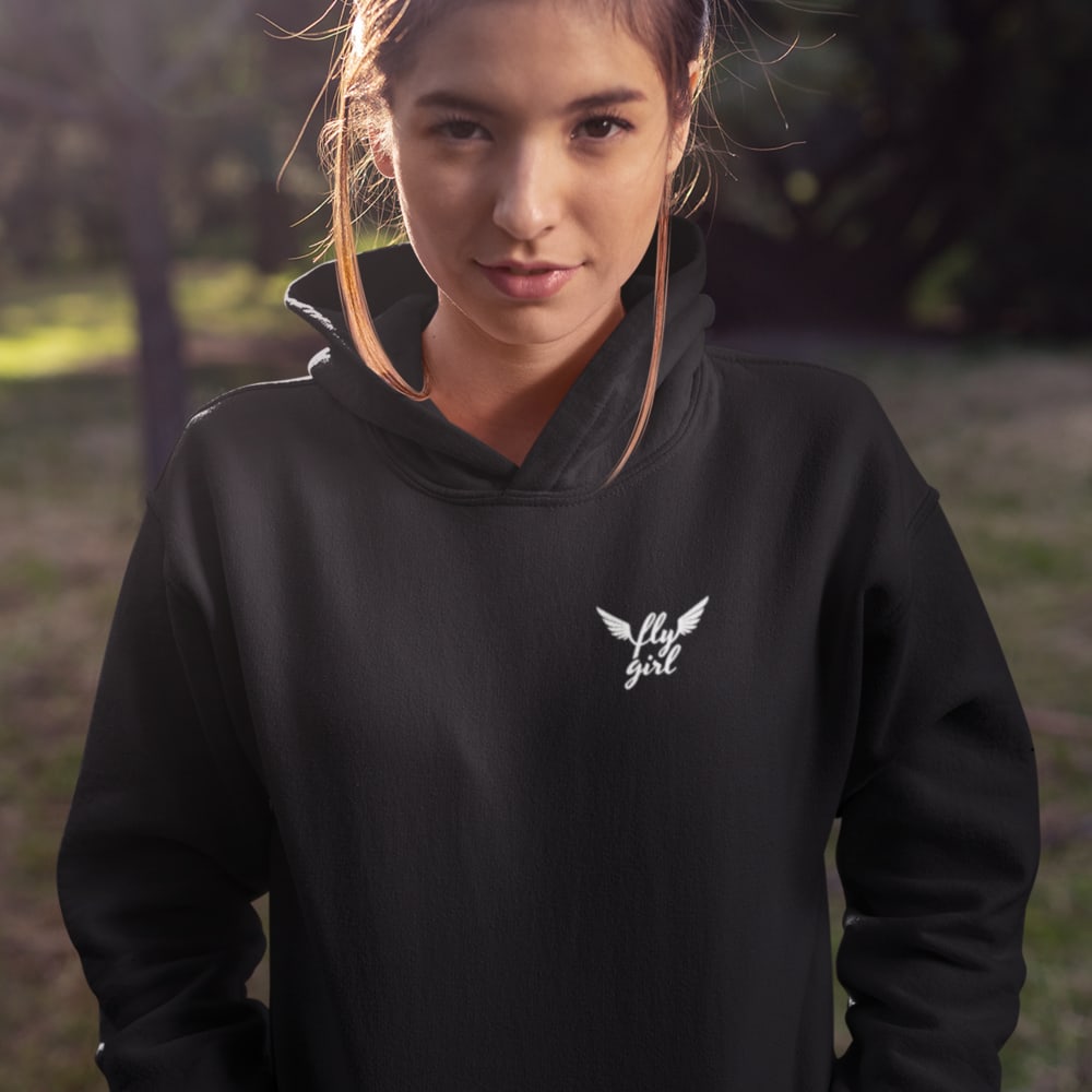 "Fly Girl" by Anicka Newell, Hoodie, White Logo